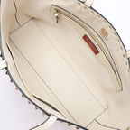 Valentino Garavani Rockstud Leather Shoulder Bag in Ecru