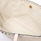 Valentino Garavani Rockstud Leather Shoulder Bag in Ecru