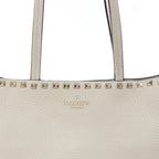 Valentino Garavani Rockstud Leather Shoulder Bag in Ecru