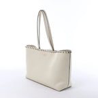 Valentino Garavani Rockstud Leather Shoulder Bag in Ecru