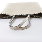 Valentino Garavani Rockstud Leather Shoulder Bag in Ecru