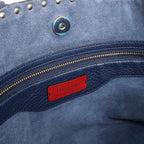 Valentino Garavani Rockstud Leather Shoulder Bag in Navy Blue