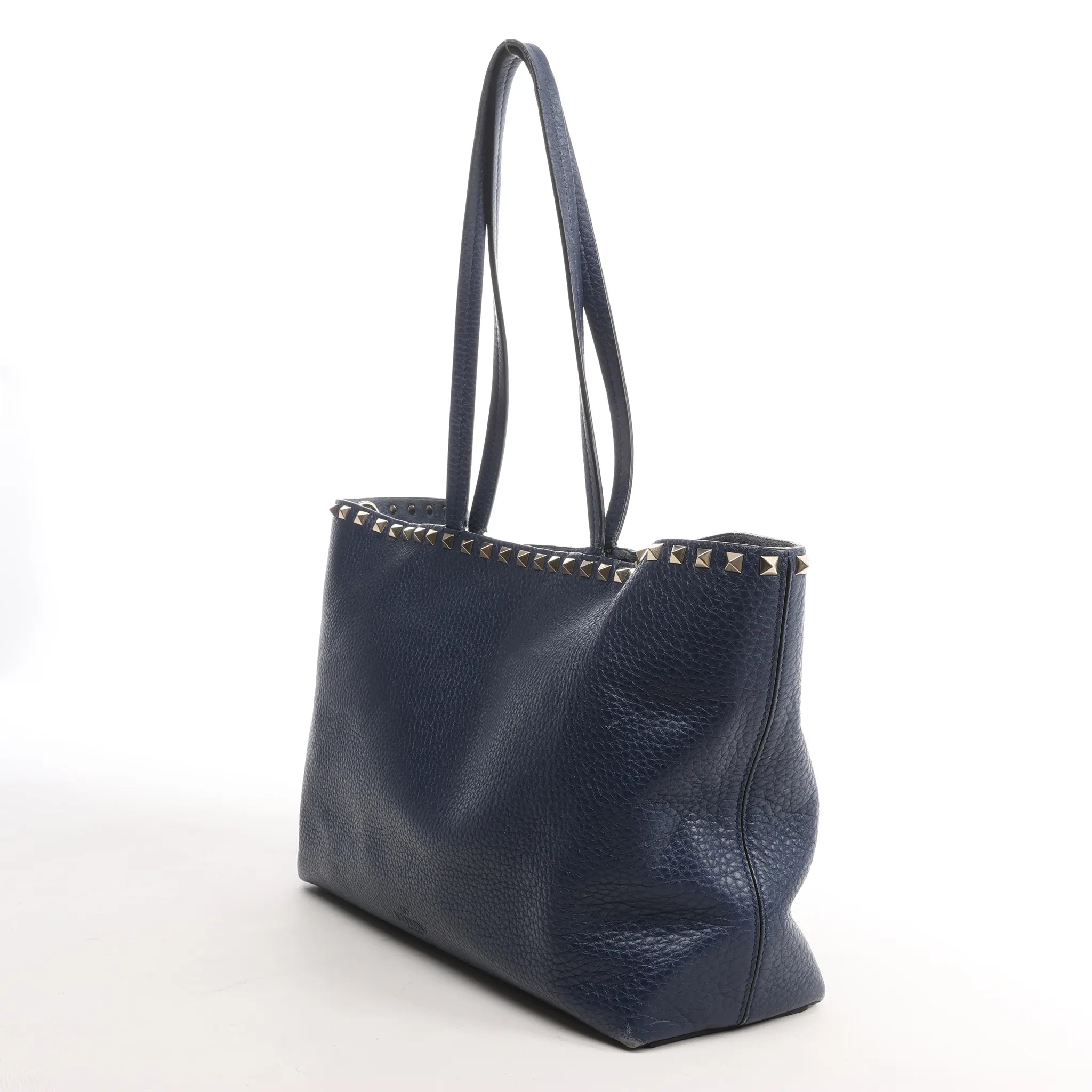 Valentino Garavani Rockstud Leather Shoulder Bag in Navy Blue