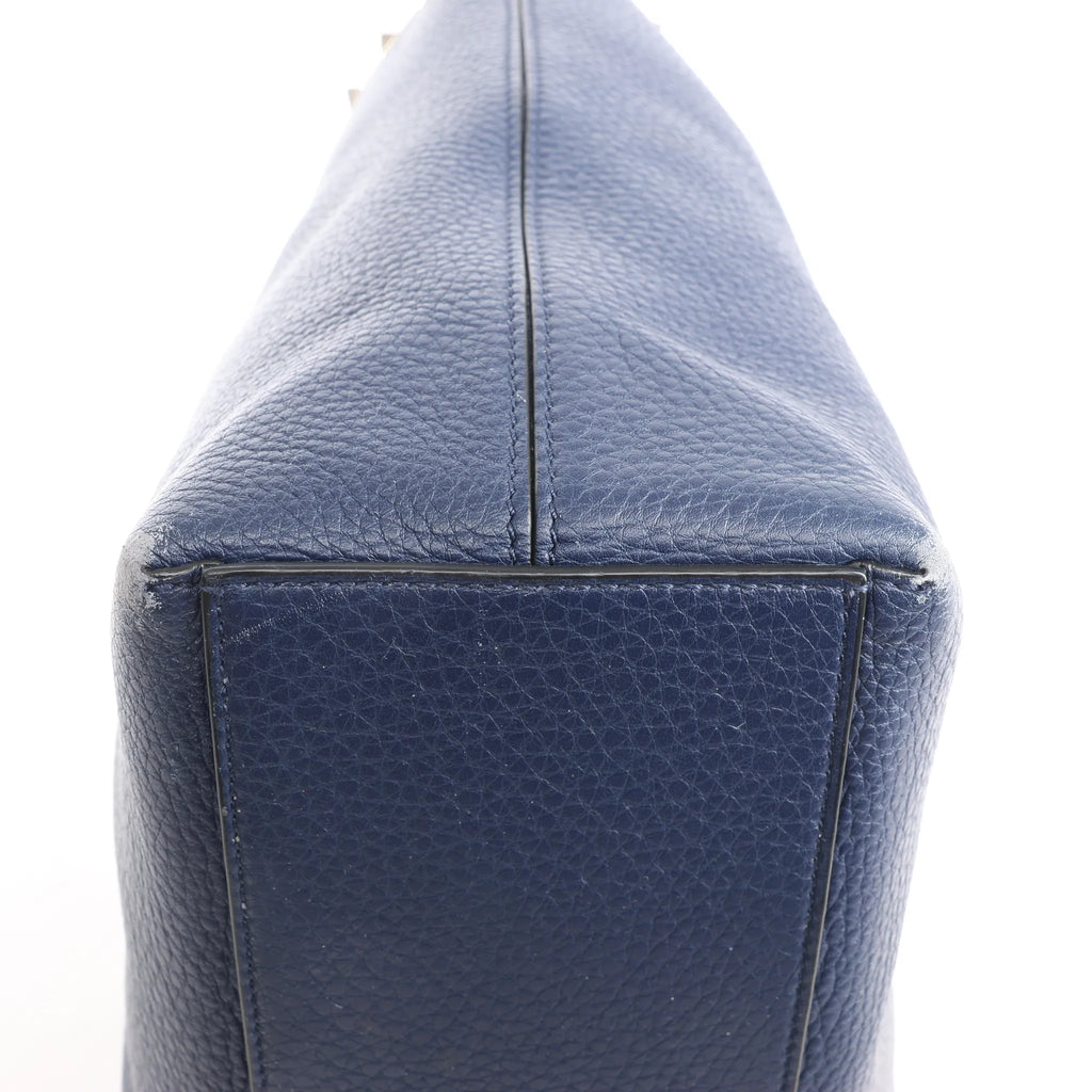 Valentino Garavani Rockstud Leather Shoulder Bag in Navy Blue
