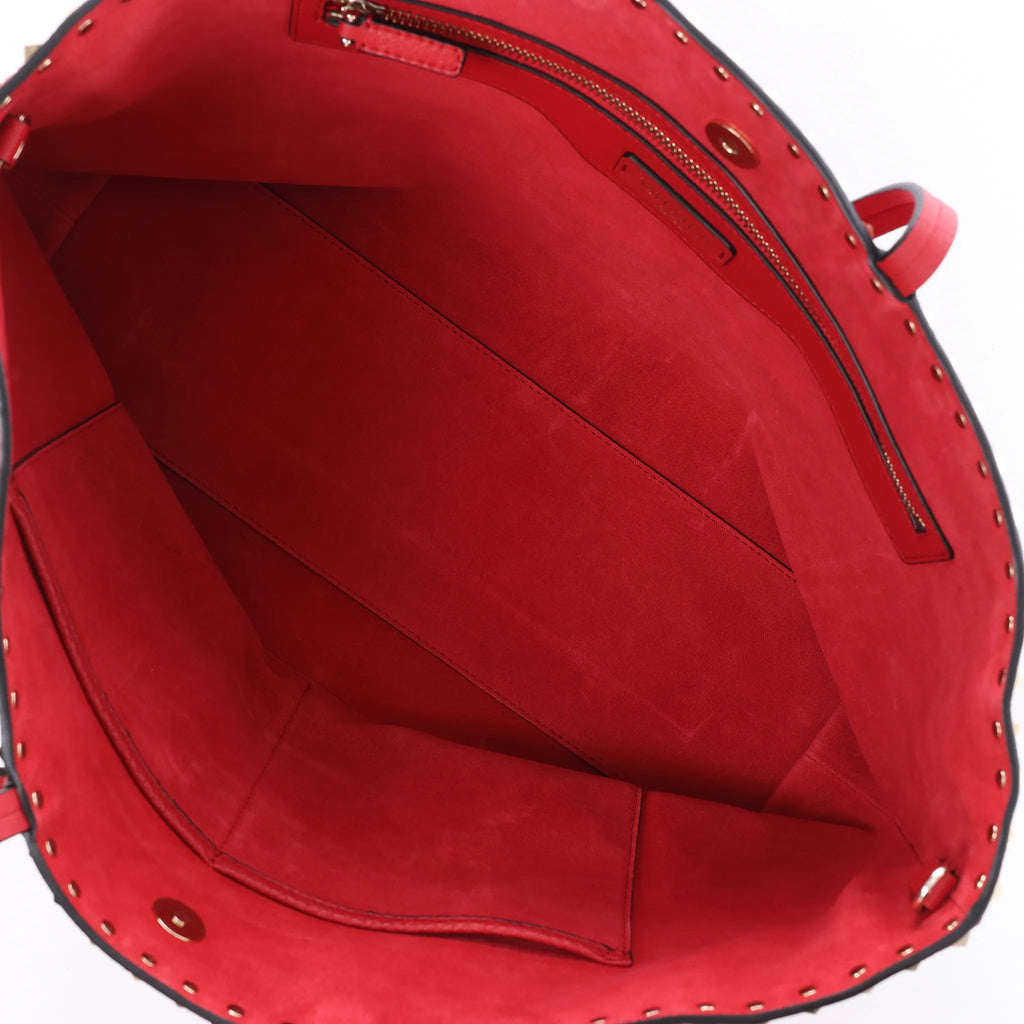 Valentino Garavani Rockstud Leather Shoulder Bag in Red