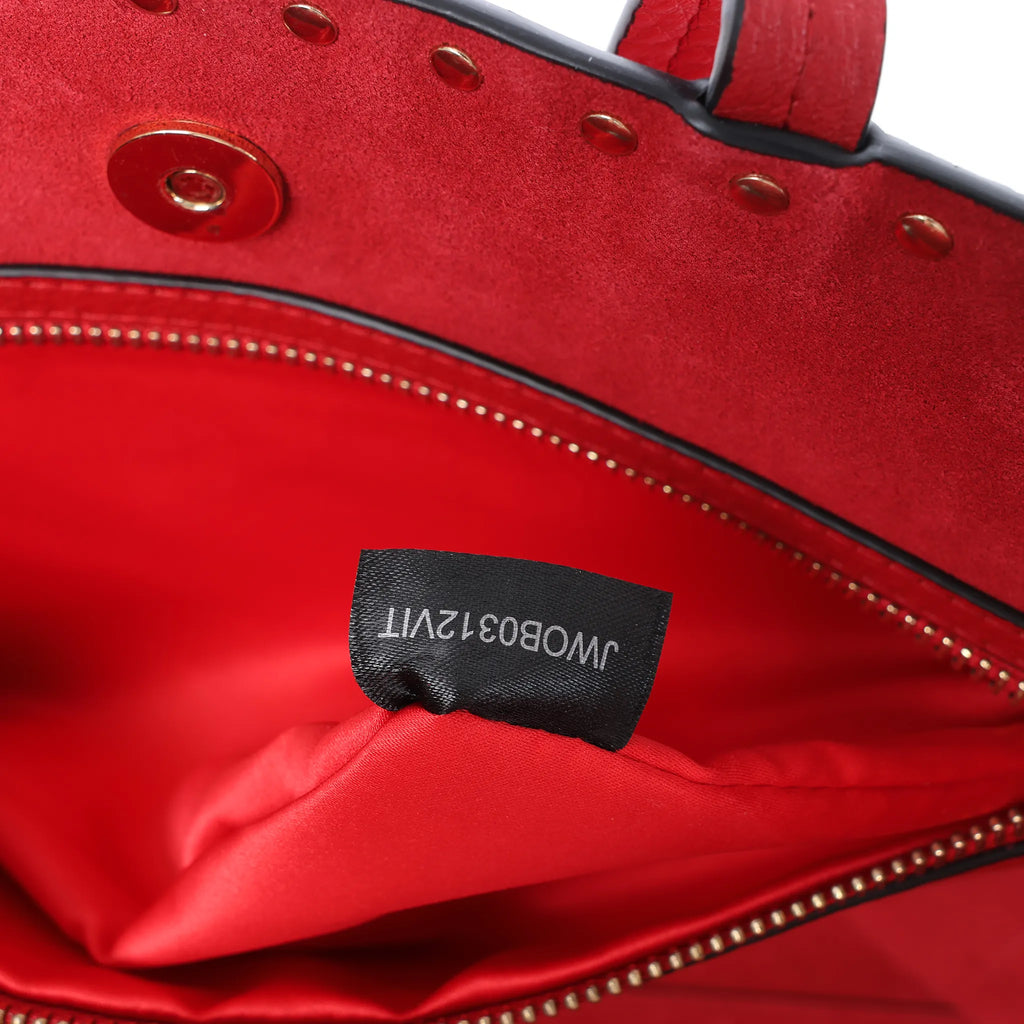 Valentino Garavani Rockstud Leather Shoulder Bag in Red