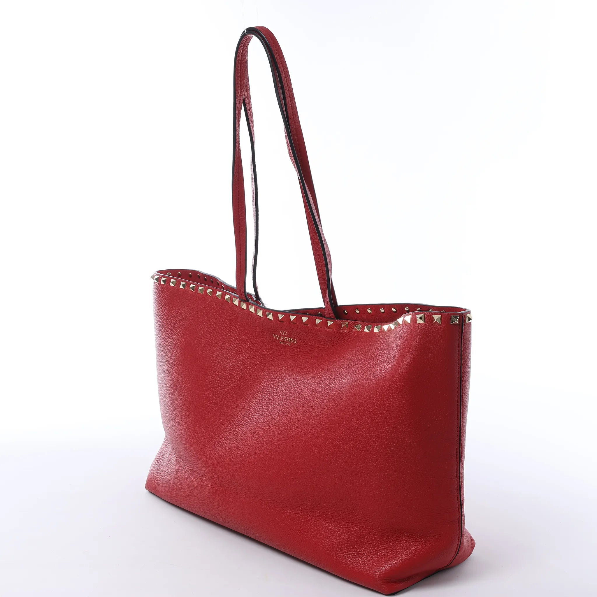 Valentino Garavani Rockstud Leather Shoulder Bag in Red