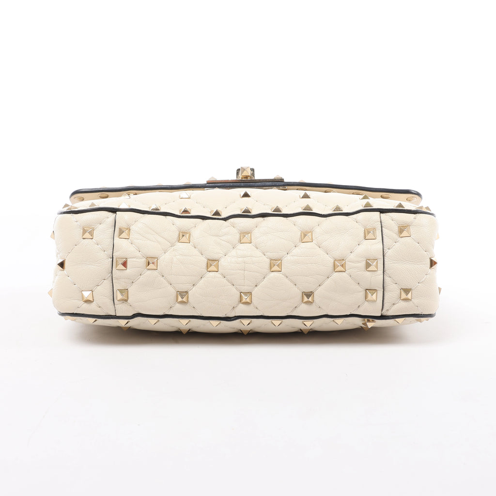 Valentino Garavani RockStuds Leather x Studs 2Way Handbag in Beige