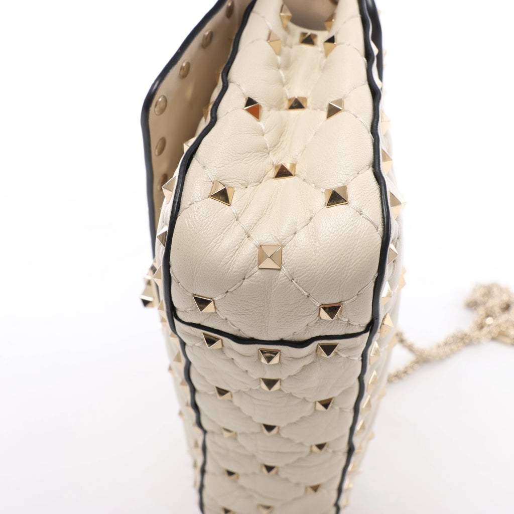 Valentino Garavani RockStuds Leather x Studs 2Way Handbag in Beige