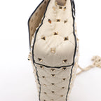 Valentino Garavani RockStuds Leather x Studs 2Way Handbag in Beige