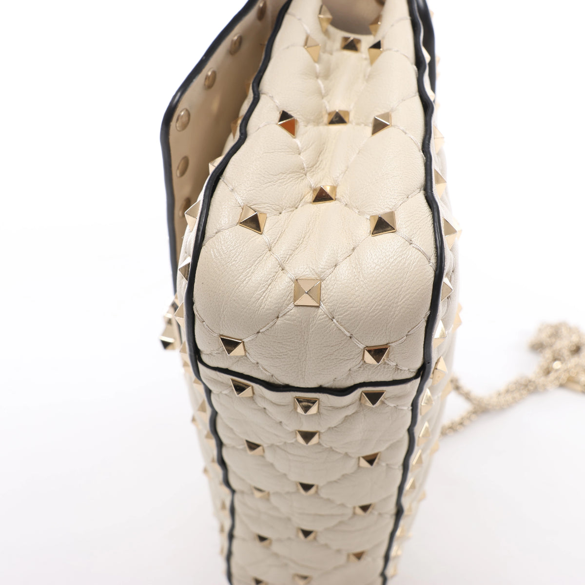 Valentino Garavani RockStuds Leather x Studs 2Way Handbag in Beige