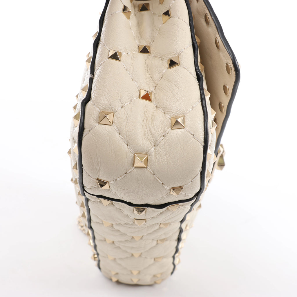 Valentino Garavani RockStuds Leather x Studs 2Way Handbag in Beige
