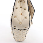 Valentino Garavani RockStuds Leather x Studs 2Way Handbag in Beige