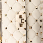 Valentino Garavani RockStuds Leather x Studs 2Way Handbag in Beige