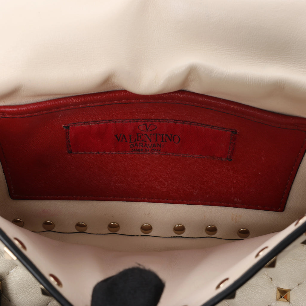 Valentino Garavani RockStuds Leather x Studs 2Way Handbag in Beige