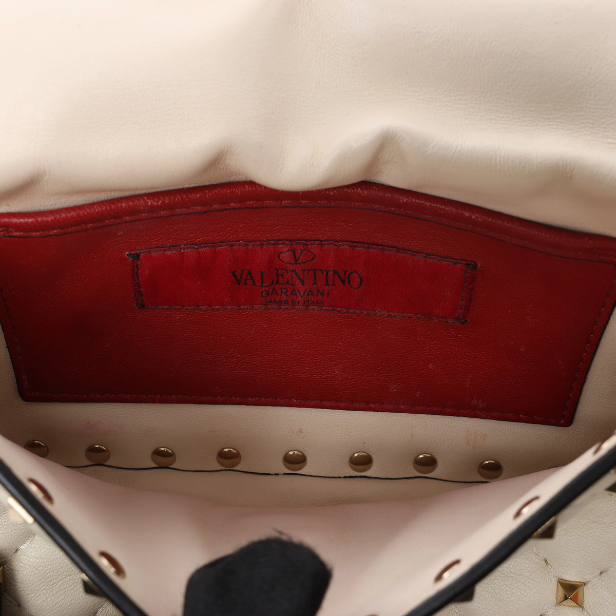 Valentino Garavani RockStuds Leather x Studs 2Way Handbag in Beige