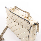 Valentino Garavani RockStuds Leather x Studs 2Way Handbag in Beige