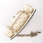 Valentino Garavani RockStuds Leather x Studs 2Way Handbag in Beige