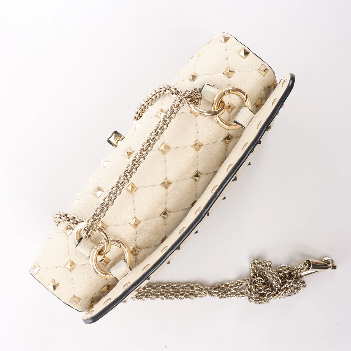 Valentino Garavani RockStuds Leather x Studs 2Way Handbag in Beige