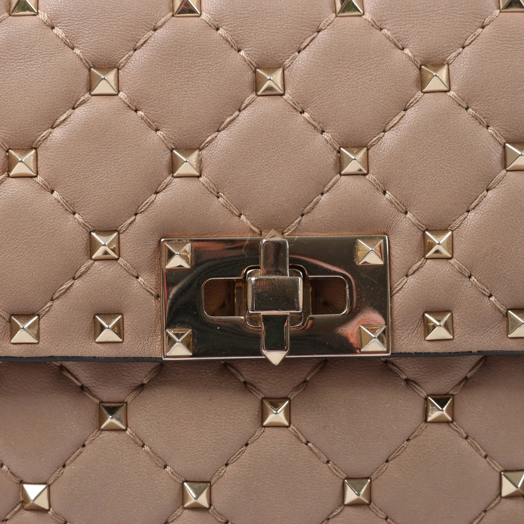 Valentino Rockstud Spike Chain 2Way Shoulder Bag in Beige