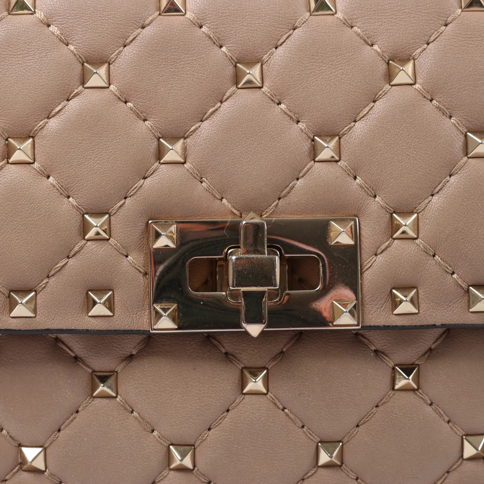Valentino Rockstud Spike Chain 2Way Shoulder Bag in Beige