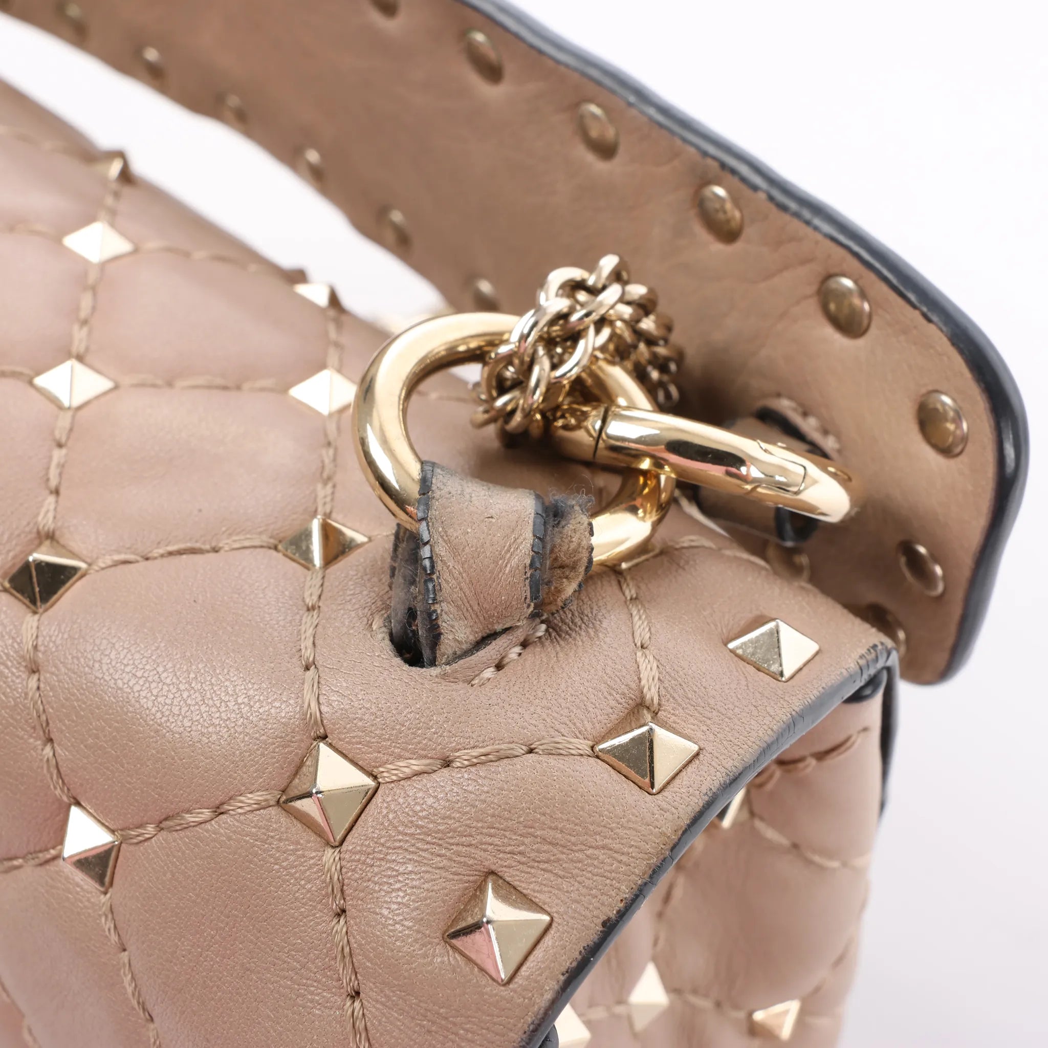 Valentino Rockstud Spike Chain 2Way Shoulder Bag in Beige