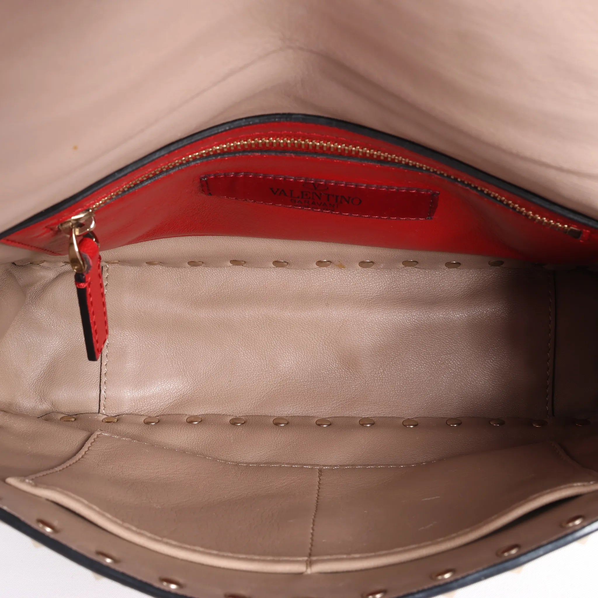 Valentino Rockstud Spike Chain 2Way Shoulder Bag in Beige