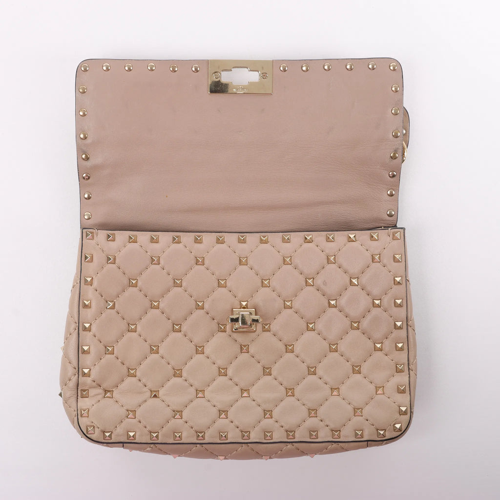 Valentino Rockstud Spike Chain 2Way Shoulder Bag in Beige