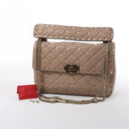 Valentino Rockstud Spike Chain 2Way Shoulder Bag in Beige