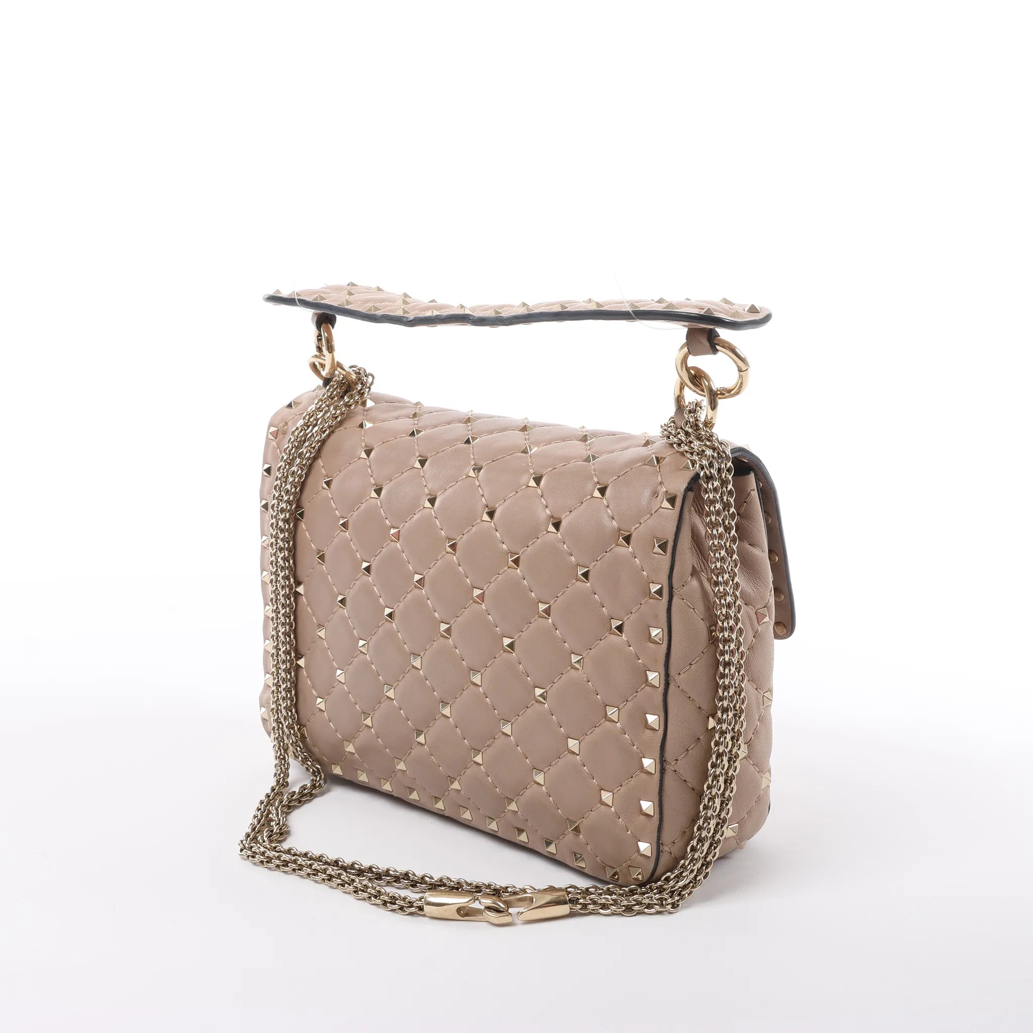 Valentino Rockstud Spike Chain 2Way Shoulder Bag in Beige