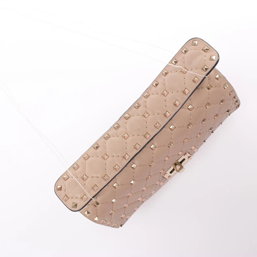Valentino Rockstud Spike Chain 2Way Shoulder Bag in Beige
