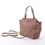 Valentino Garavani Rockstud Leather 2Way Handbag in Dusty Pink