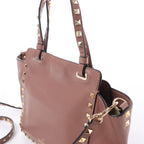 Valentino Garavani Rockstud Leather 2Way Handbag in Dusty Pink