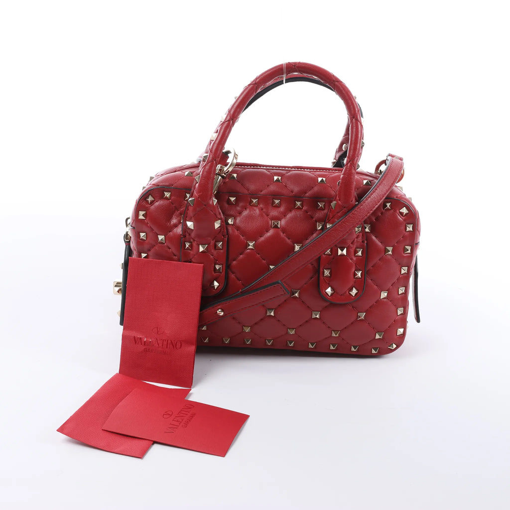 Valentino Rockstud 2Way Handbag in Red