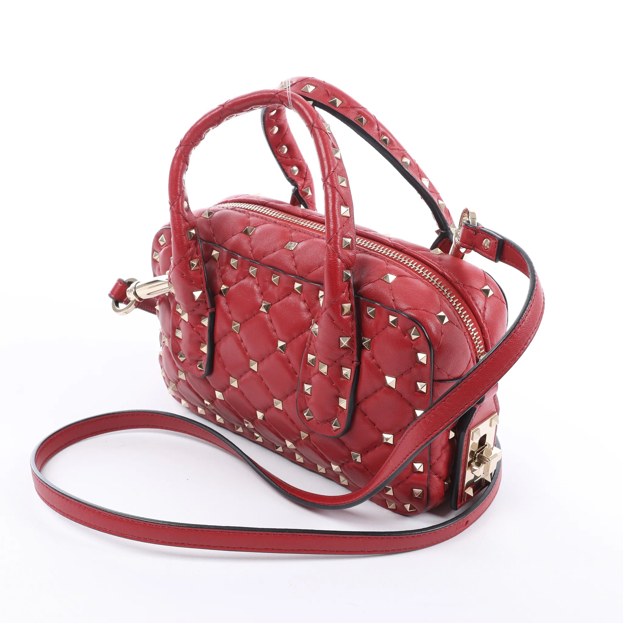 Valentino Rockstud 2Way Handbag in Red