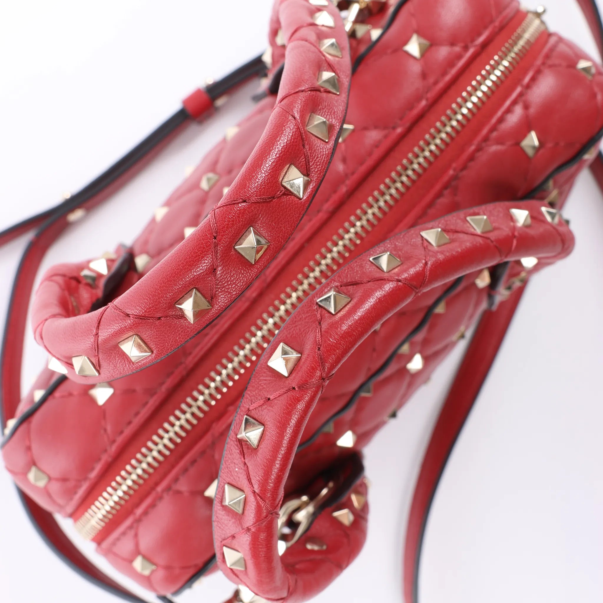 Valentino Rockstud 2Way Handbag in Red