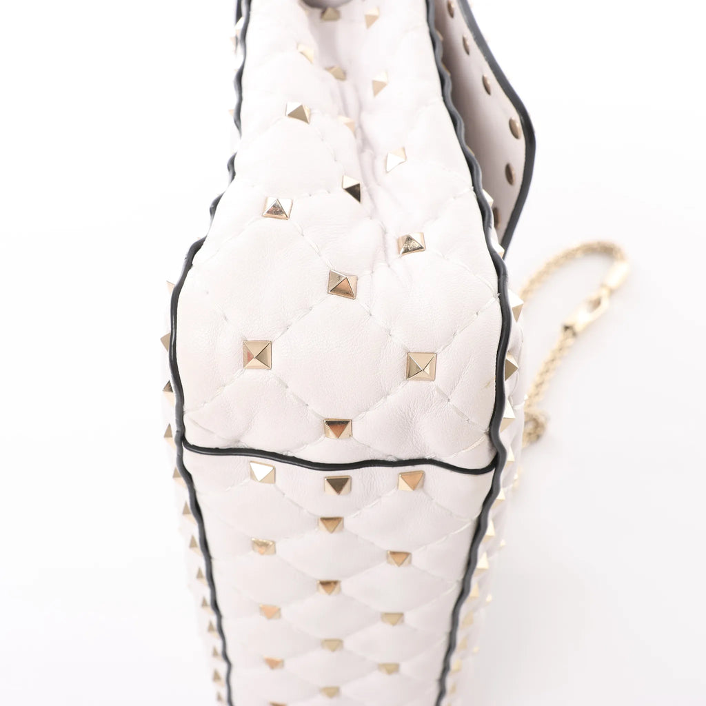 Valentino Rockstud Spike VLTN Chain 2Way Shoulder Bag in White