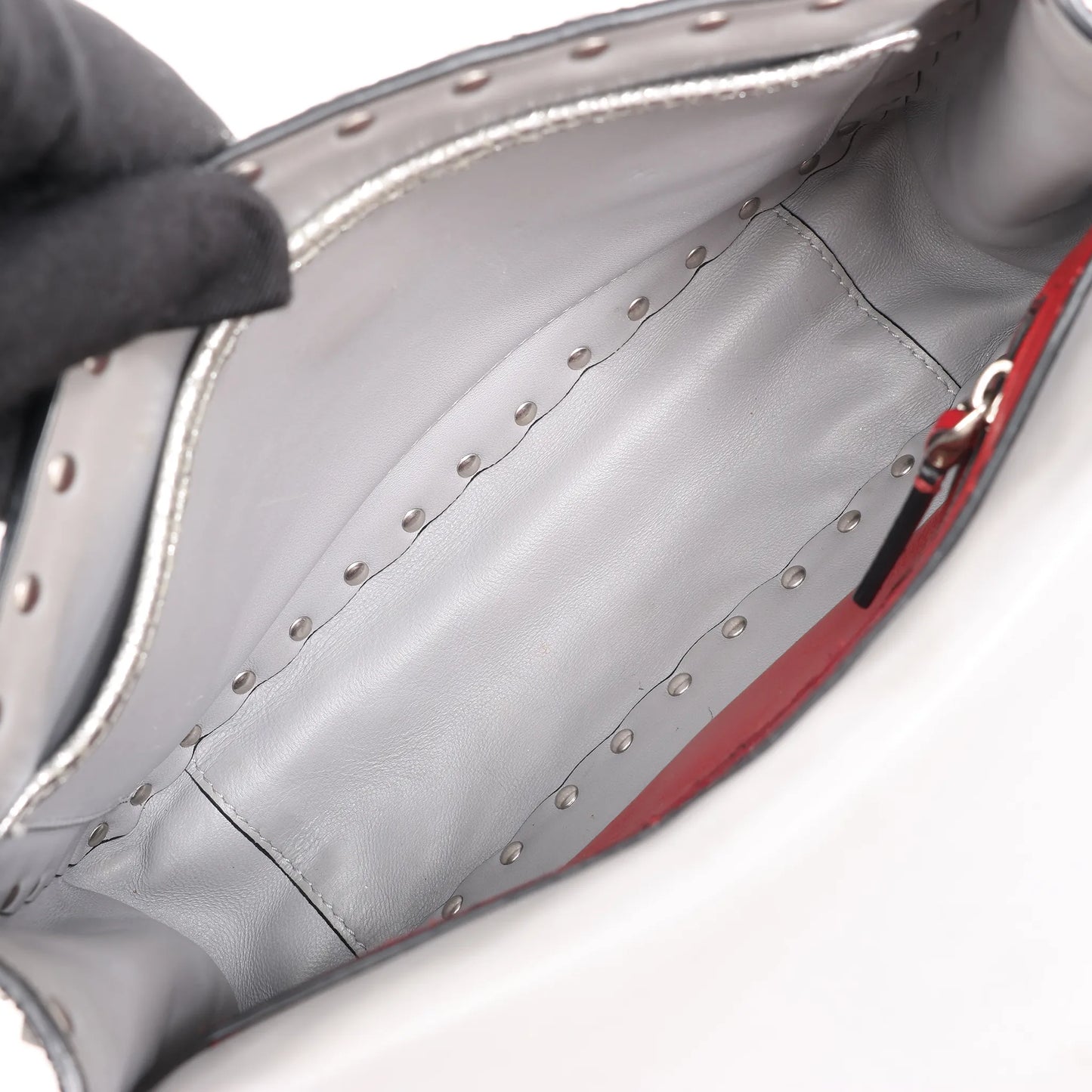 Valentino Garavani Rockstud Spike Chain Strap 2Way Shoulder Bag in Silver