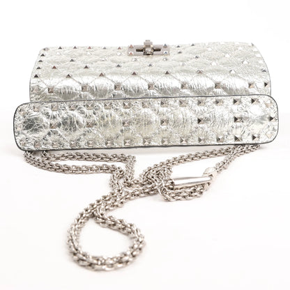 Valentino Garavani Rockstud Spike Chain Strap 2Way Shoulder Bag in Silver