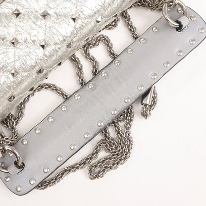 Valentino Garavani Rockstud Spike Chain Strap 2Way Shoulder Bag in Silver