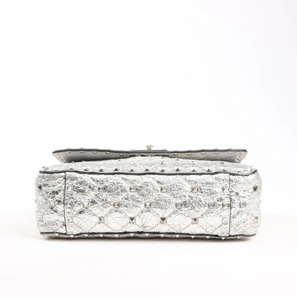 Valentino Garavani Rockstud Spike Chain Strap 2Way Shoulder Bag in Silver