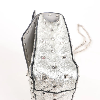 Valentino Garavani Rockstud Spike Chain Strap 2Way Shoulder Bag in Silver