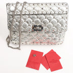 Valentino Garavani Rockstud Spike Chain Strap 2Way Shoulder Bag in Silver