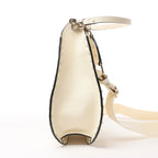 Valentino Garavani Rockstud Leather Shoulder Bag in Ecru