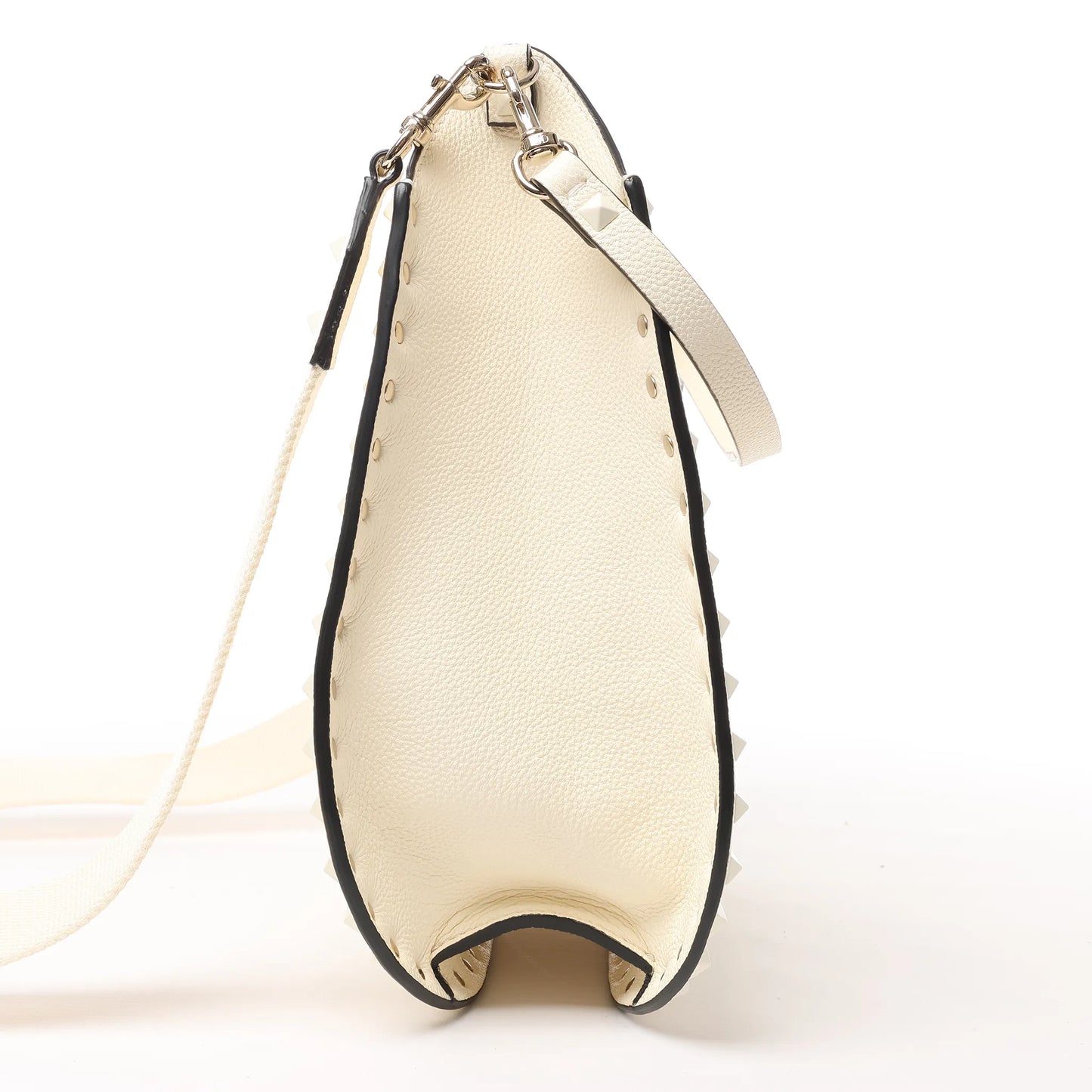 Valentino Garavani „Rockstud“-Schultertasche aus Leder in Ecru