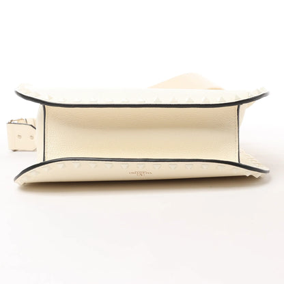 Valentino Garavani Rockstud Leather Shoulder Bag in Ecru