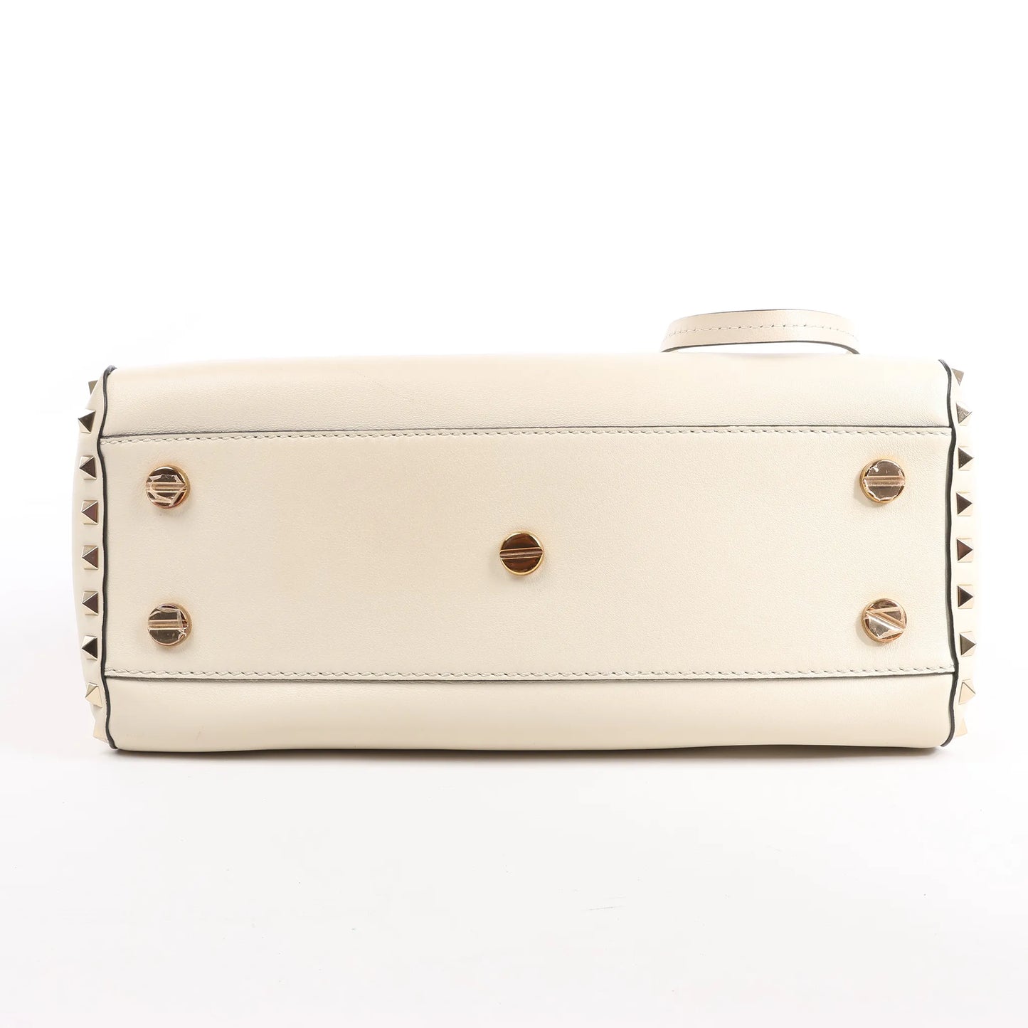 Valentino Garavani Rockstud Leather 2Way Handbag in Beige