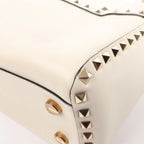 Valentino Garavani Rockstud Leather 2Way Handbag in Beige