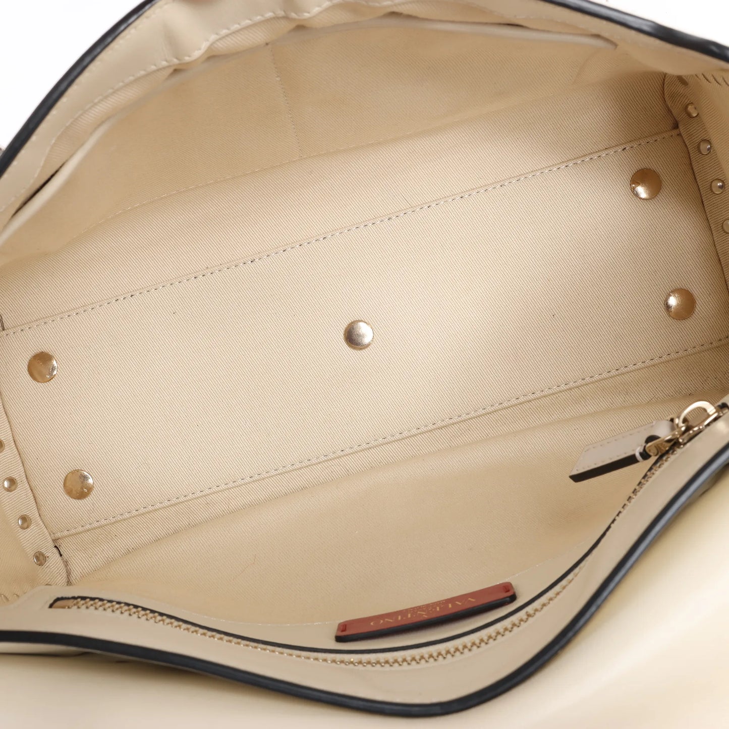 Valentino Garavani Rockstud Leather 2Way Handbag in Beige