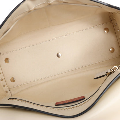 Valentino Garavani Rockstud Leather 2Way Handbag in Beige